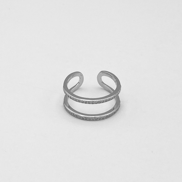 Sterling Silver CZ Cuff Ring - Picture 3 of 8